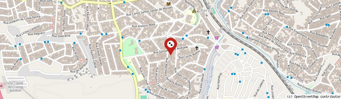 Mapa da região da Vila Perus com o Paddock Coworking marcado