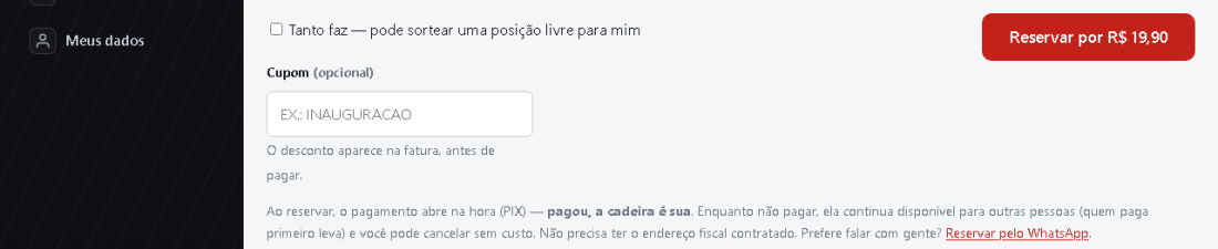 Passo 2: Confirme a reserva